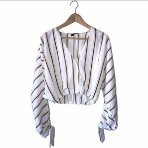 white striped open blouse
